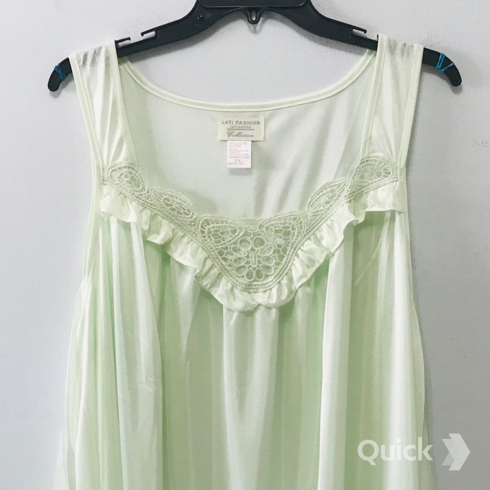 NWT Light Green Sleeveless Satin Nightgown - Picture 2 of 8
